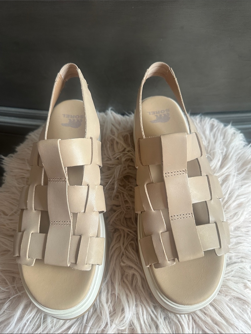 Sorel Women's Light Beige Woven Slingback Sandals
